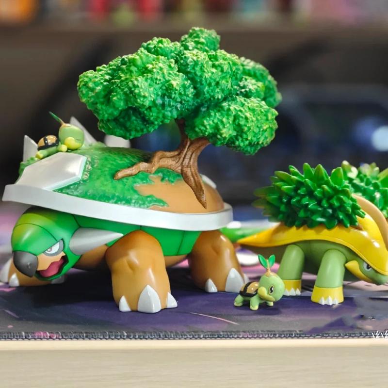 New 3Pcs Turtwig Anime Figurine Grotle Torterra Evolution Turtwig Anime Figure Pvc Statue Collectible Model Decoration Toy Gift