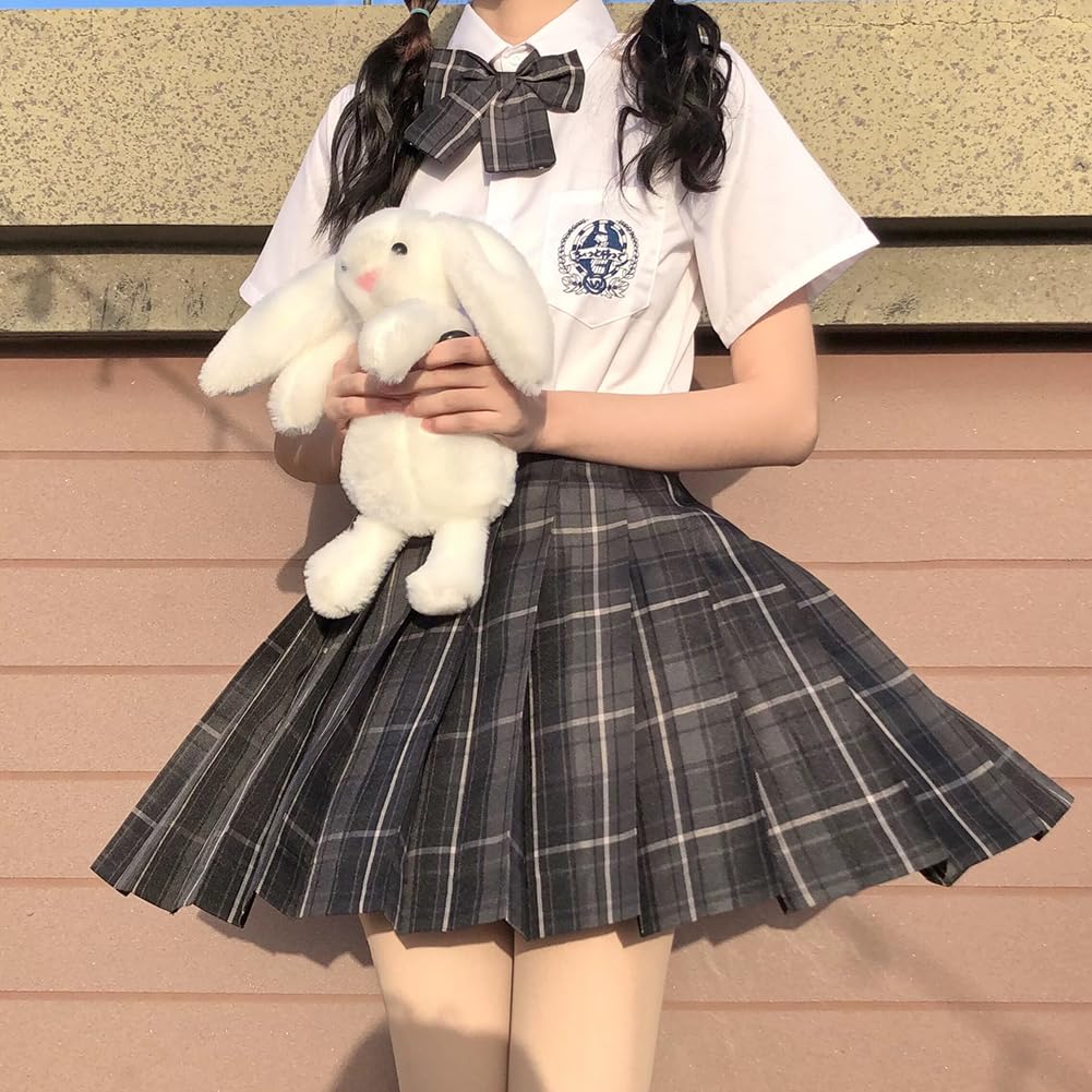 Limspace Uniform Pleated Checkered Mini Skirt with Matching Cute for High School Cultural School Amusement Everyday Mini Short Skirt Skirt, Skirt,