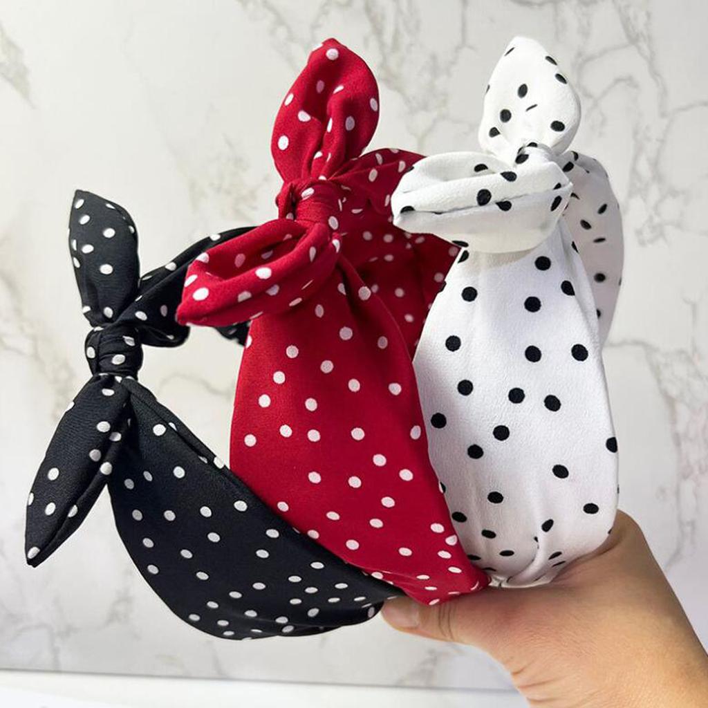 Polka Dot Headband Women Fashion Non Slip Cute Vintage Style Hair Accessories Suitable for Daily Makeup Hairstyl All Hair Types