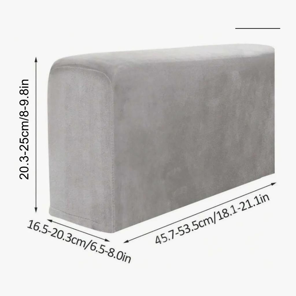2PCS/Set Removable Armrest Cover Silver Fox Velvet Solid Color Elastic Dustproof Sofa Armrest Glove Stretchy Furniture Protector