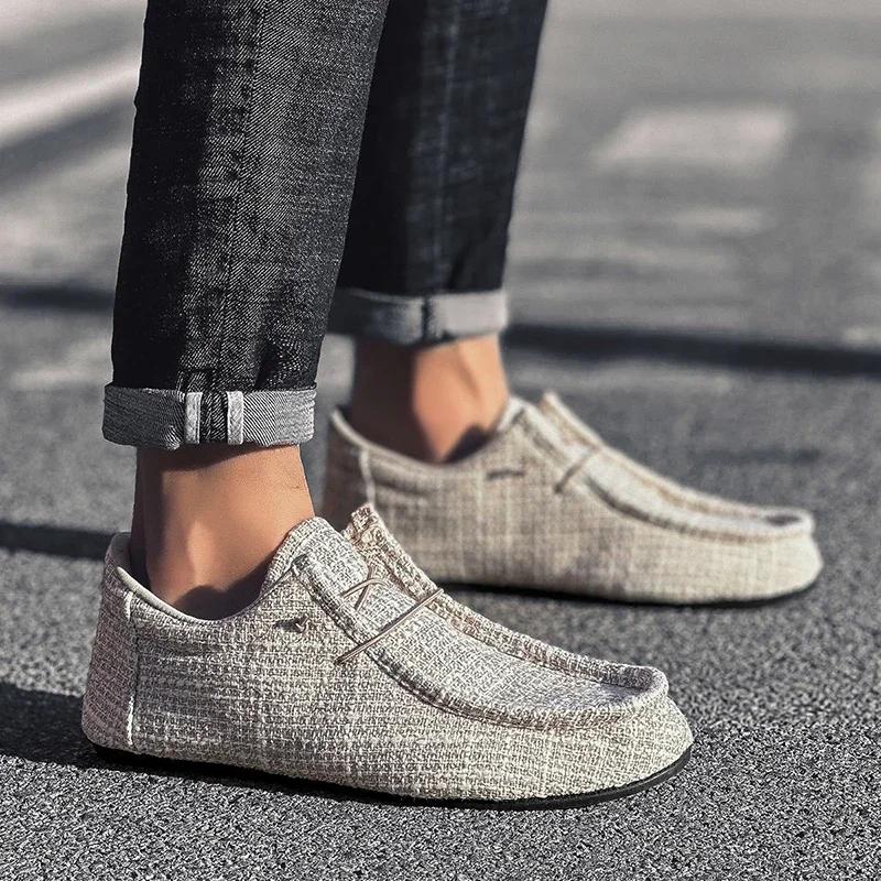 YRZL Sommar Herr Canvas Båtskor Mockasiner Casual Loafers Herr Slip-on Grön Lättviktig Andningsbar Bekväm Körsko