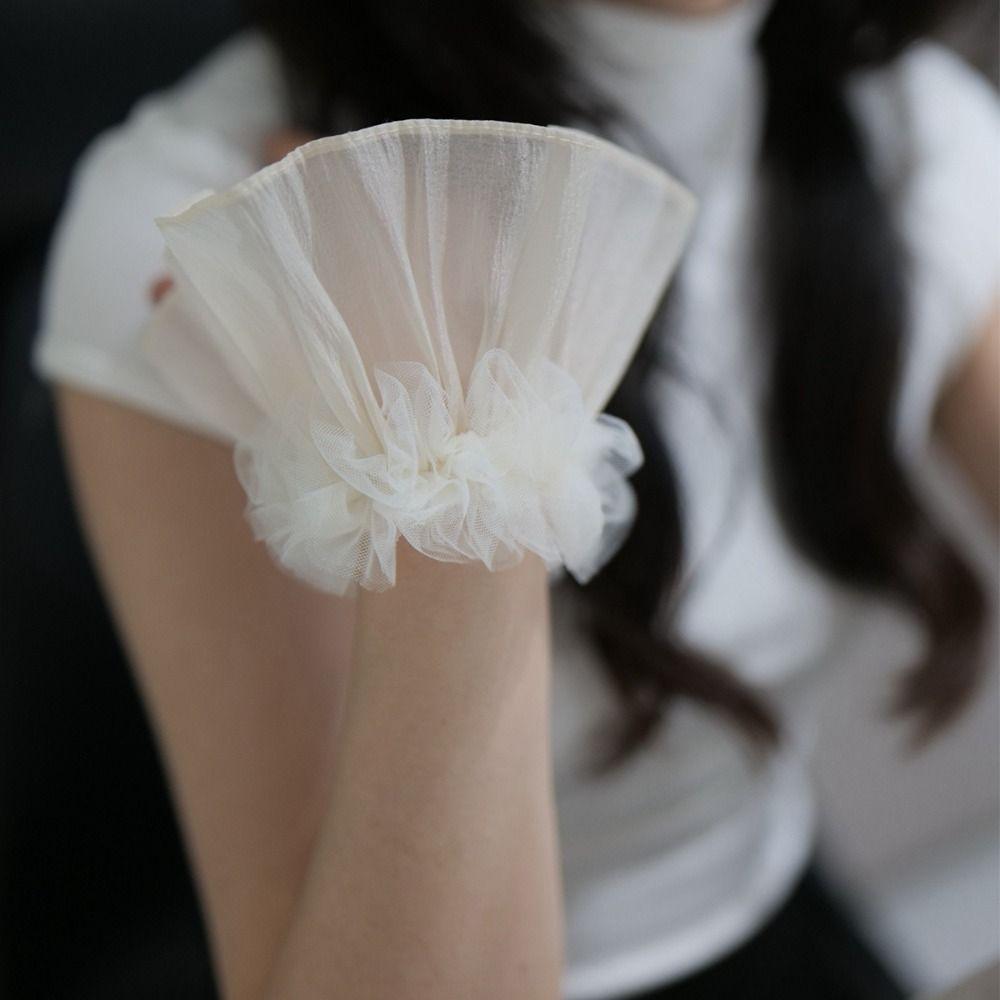 New Removable Flared Cuffs Tulle White False Sleeve Ornaments Detachable Sleeves Cuffs Nail Art Accessories