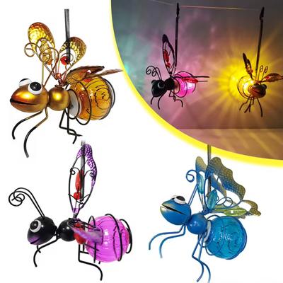 Zasilana energią słoneczną lampa wróżka owadów na zewnątrz metalowa lampa owadów wisząca latająca lampa owadów wodoodporna do ogrodu balkonowego