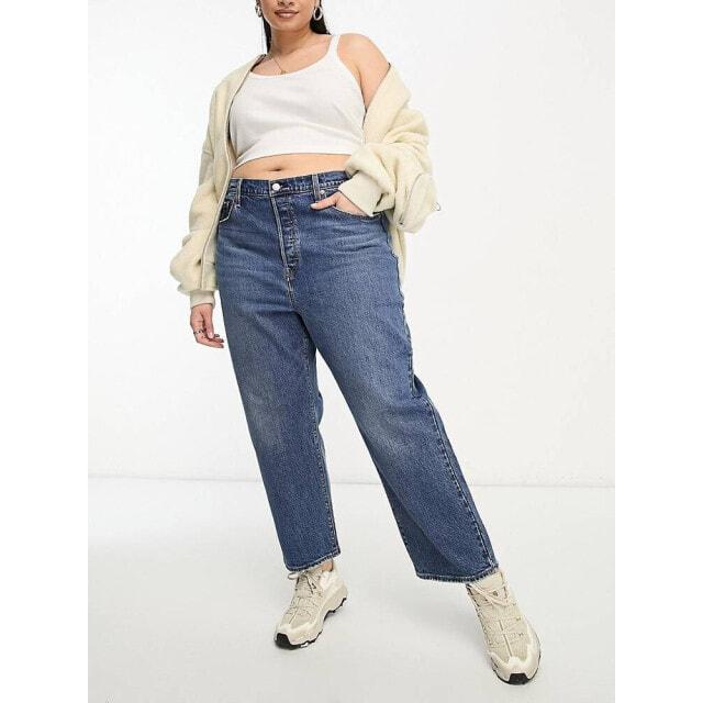 

Синие прямые джинсы с рельефной клеткой Levi s Plus
