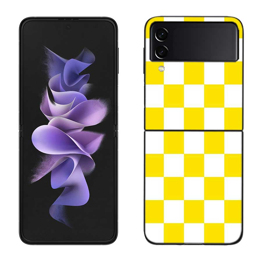 Retro Klassisches Schachbrett Gitter Handyhülle Für Samsung Z Flip 7 6 5G Galaxy Z Flip 5 4 3 Schwarz Hart Cell Hülle Luxus PC Schale C
