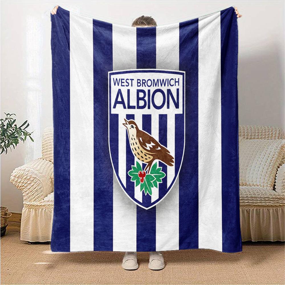 Bromwich Albion Flannel Blanket, Soft Polyester, Modern Design, All-Season for Camping, Travel, Gifts for holidays or birthdays