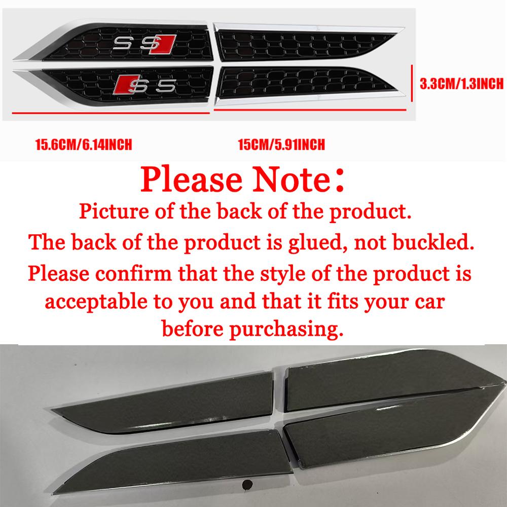 2026 2pcs 3D ABS For AUDI S5 SLINE ABT RS5 Badge Decoration Decal Car Fender Side Wing Emblem Stickers Auto Modification Accessories