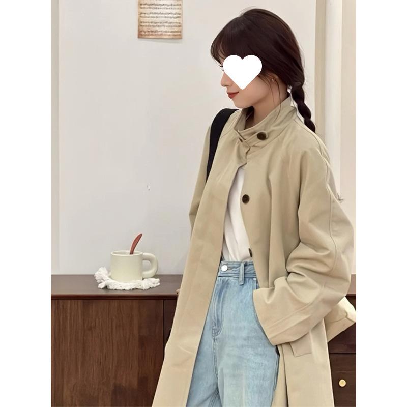 Mittellanger Trenchcoat für Damen - Petite Design, Stilvoll für den frühen Frühling & Herbst, Inspiriert von Korea & Japan, Lässig und Schick.