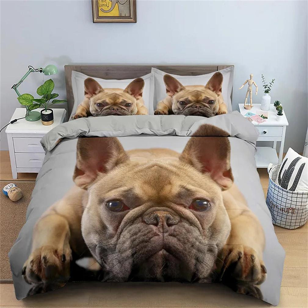 3D Design Sweet Pug Dog Duvet Cover, Polypolyester Luxury Bedding Quilt Cover Bedding Bed Covers With Pillowcases 75*50 With Zipper
