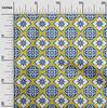 oneOone Cotton Flex Arctic Blue Fabric Floral & Tiles Moroccan Sewing Craft Projects Fabric Prints By Meter 40 Inch