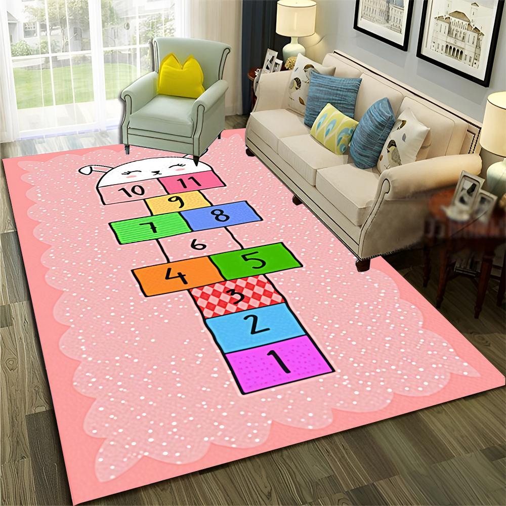 3D Hopscotch Child Digital Games Boy Girls Cartoon Carpet Rug for Home Living Room Sofa Doormat Decor,kids Non-slip Floor Mat