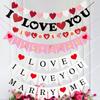Valentine Hanging Banner Garland Bunting Red Love Heart Paper Banner Door Hanging Ornament Wedding Birthday Party Decoration