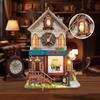 Retro Cuckoo House DIY Wooden House Cottage Figurines Miniatures Kits With LED Lights Home Decoration For Adult Handmade Gifts