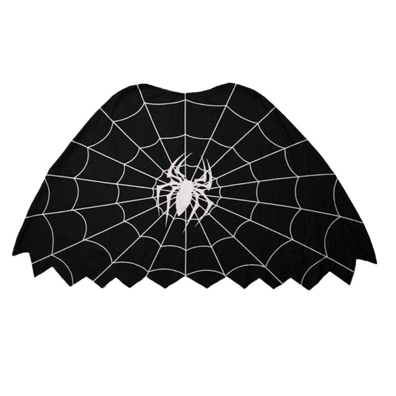Spiders Web Poncho Dress Lace Gloves Earring Headband Stockings for Halloween Party Spiderweb Costume Accessories