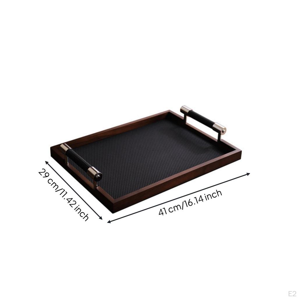 Vassoio Portatutto Rettangolare con Manici Cornice in Legno per Ingresso, Toeletta, Tavolino da Caffè Bianco