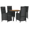 VidaXL Garden Dining Furniture and Cushions 5pcs Black Wicker 3185080