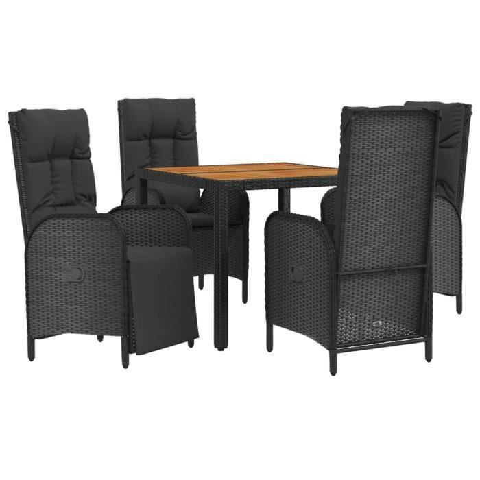 VidaXL Garden Dining Furniture and Cushions 5pcs Black Wicker 3185080