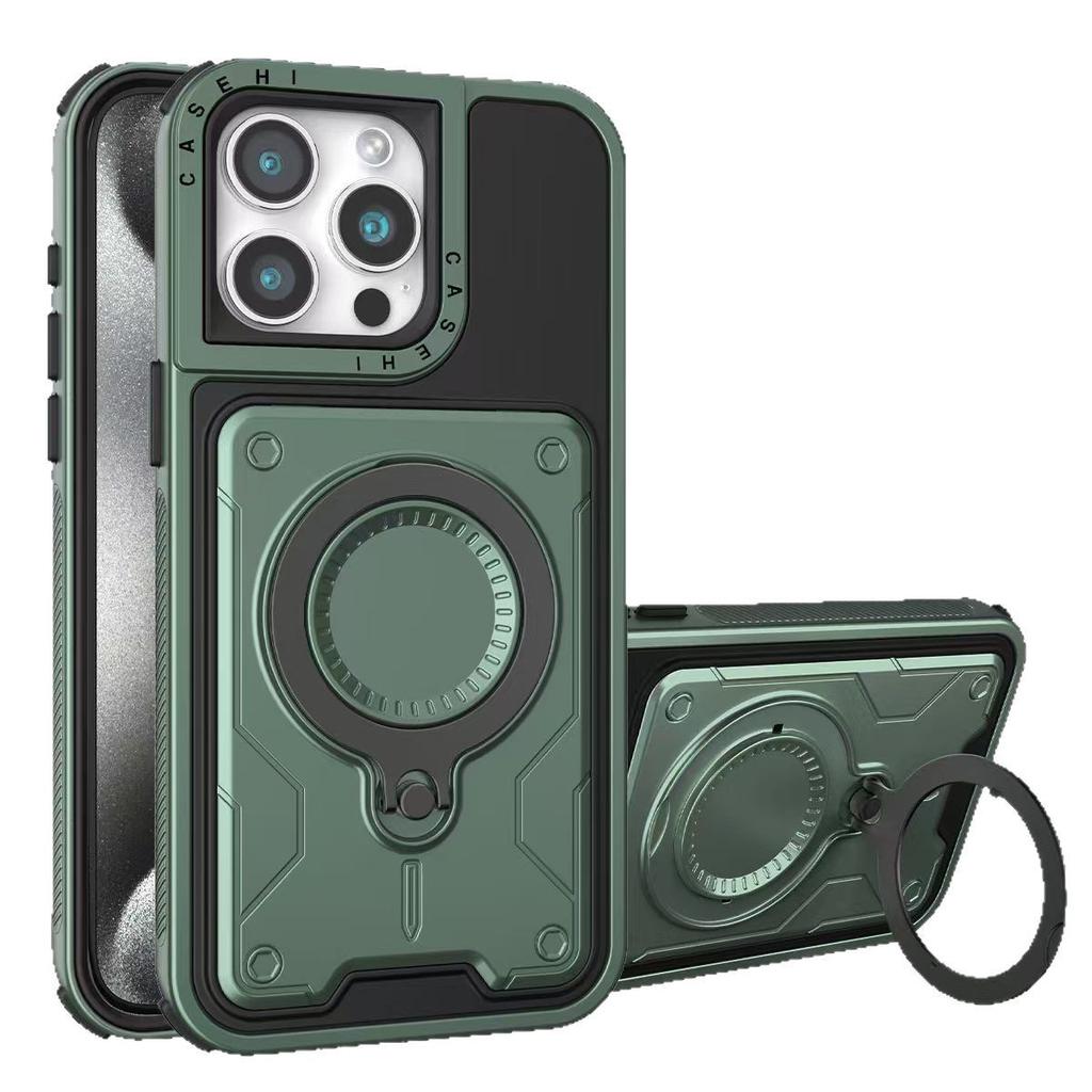 Applicable To IPhone16promax Mobile Phone Case Magnetic Three-piece Set Apple 15/14 Large Bracket Full-inclusive Protective Case