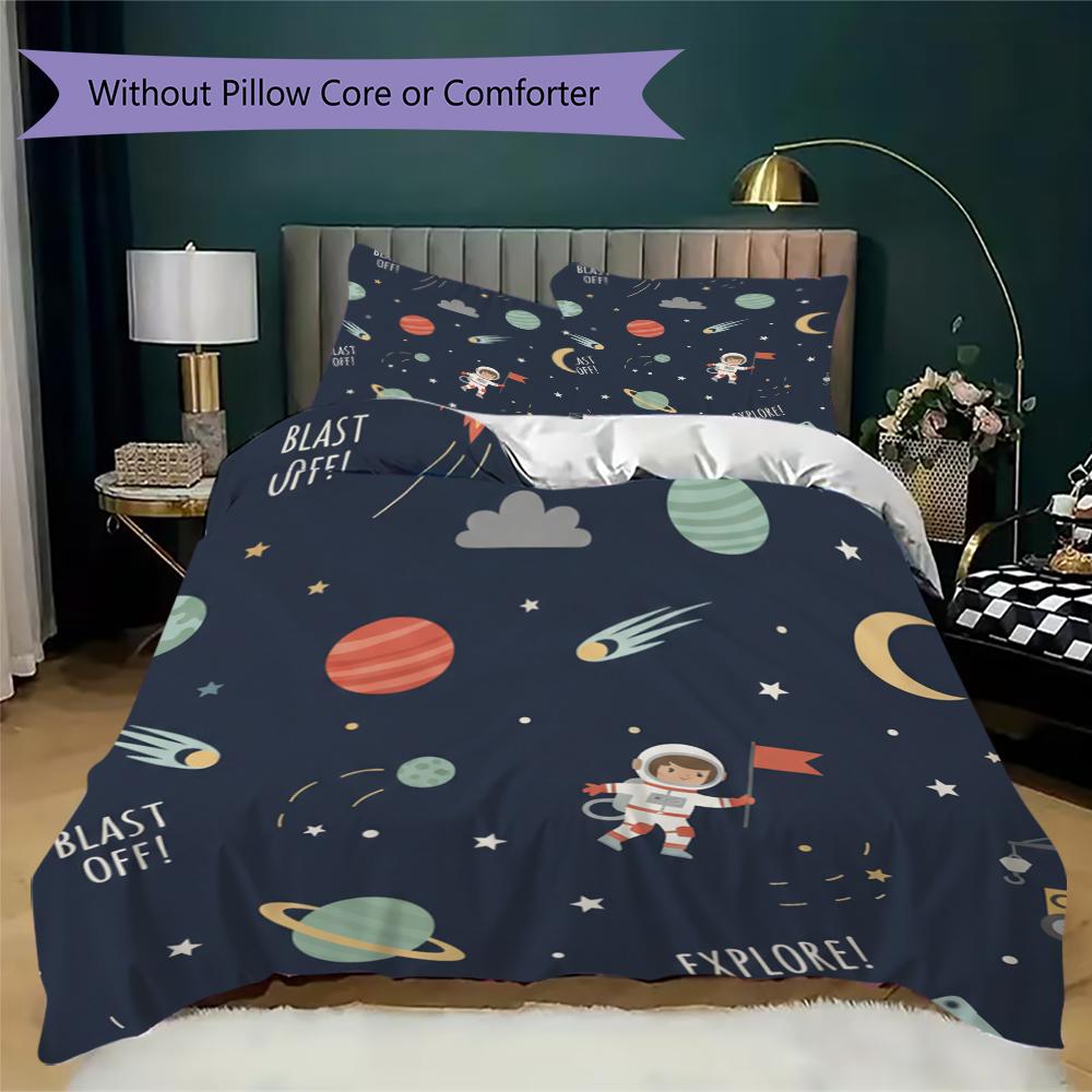 Cute Nordic Style Pattern Bedding Uilt Set Uilt Cover Pillowcase Home Decoration Birthday Gift (1 * Duvet Cover + 2 * Pillowcase  Without Core)24