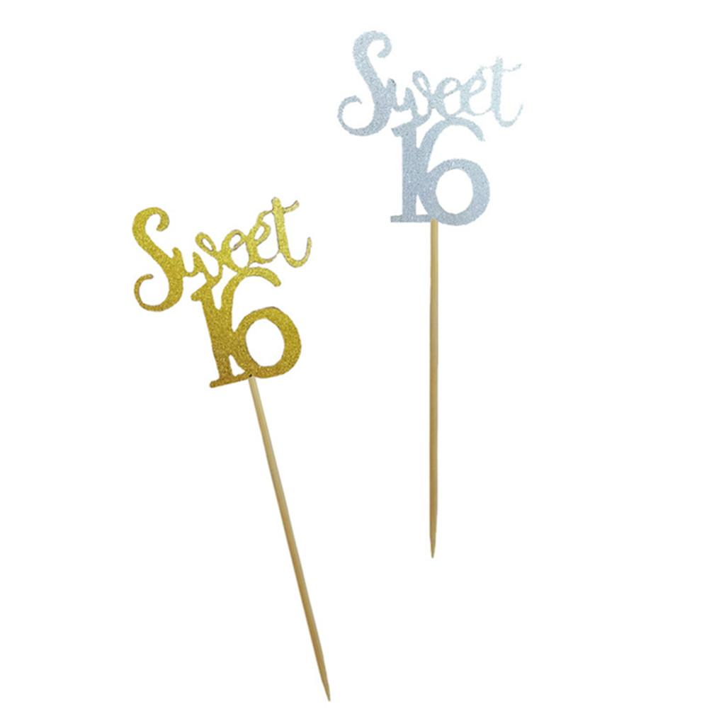 10pcs 16th Birthday Cake Topper Card Placard Photo Props Cake Decorating Supplies For Birthday Party