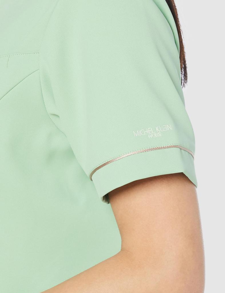 Zipper Club Pastel Color Back Belt Medical Beauty Esthetics Dental Pediatrics Clinic Uniform MK0063 Green L [Michelle Cran] Women's