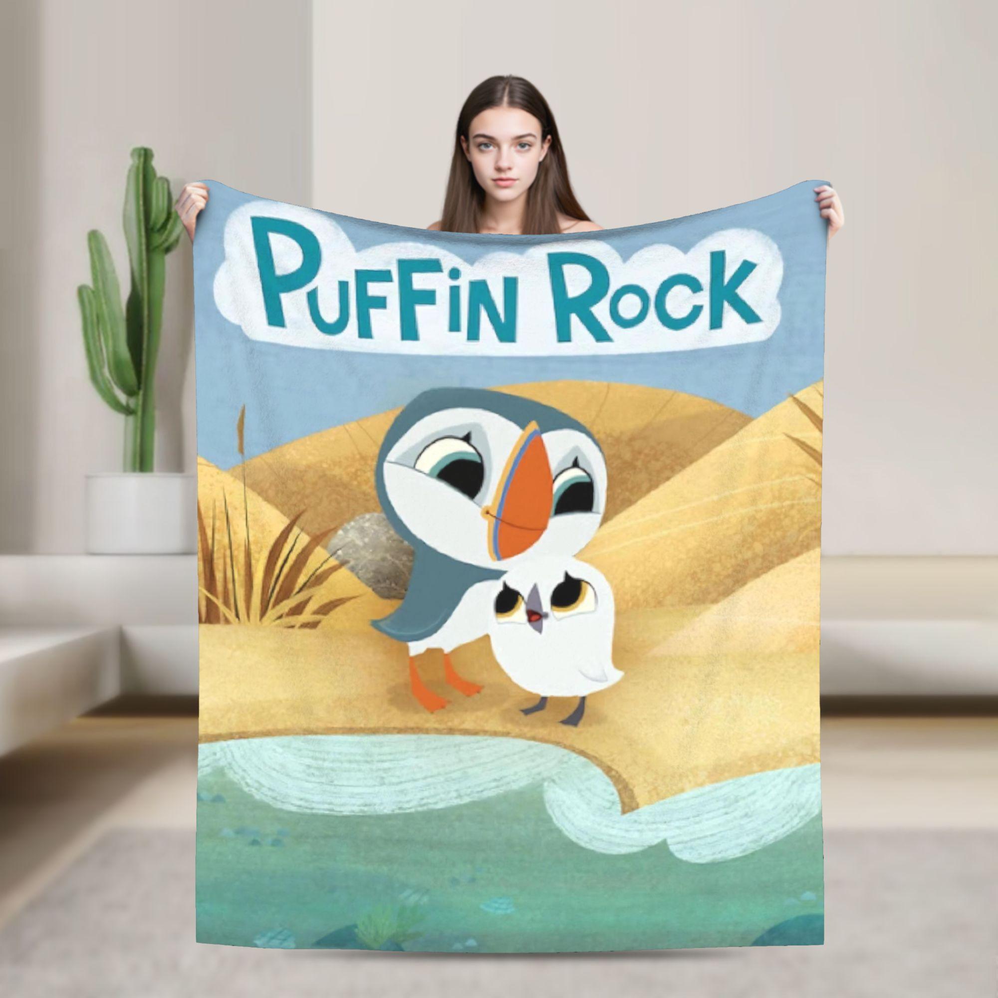 Puffin Rock Oona Baba Blanket Coral Fleece Plush All Season Cartoon TV Watercolor Portable Ultra-Soft Throw Blanket for Couch 75x90cm
