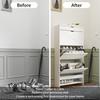 3 Drawer Blister Shoe Rack Cabinet, Wooden Shoe Cabinet with Pull-Out Shelf on Top, 2 Levels, White