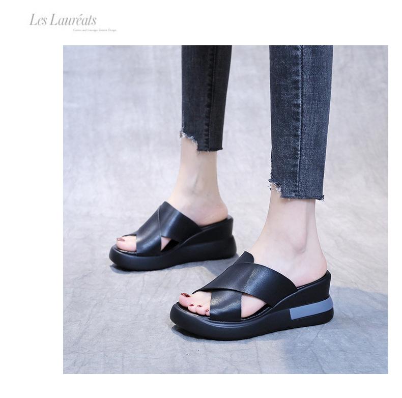 

Крутые шлепанцы на танкетке, женские летние новые шлепанцы на платформе, повседневные, с перекрестными ремешками, на высоком каблуке, женские 42 чёрный