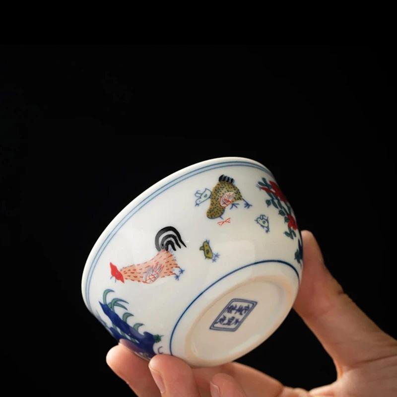 280 Million Daming Chenghua Doucai Chicken Pot Cup Dehua Pure Handmade Antique Reproduction Kung Fu Tea Set Teacup Chicken Gong Cup