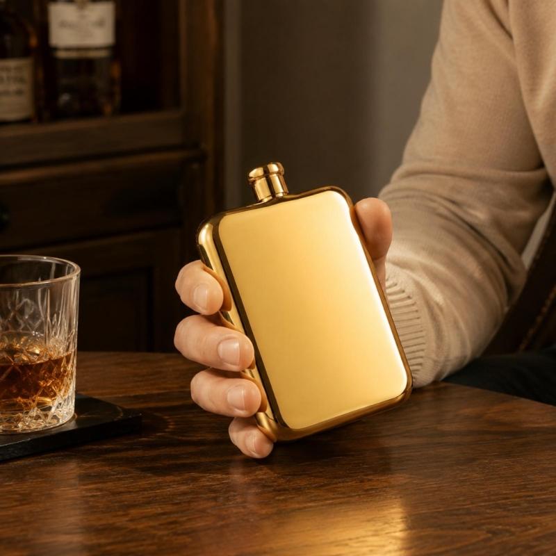 Portable Stainless Steel Square Hip Flask With Screw Lid, 7oz Small Pocket Liquor Bottle For Easy Carrying In Backpacks Or Bag