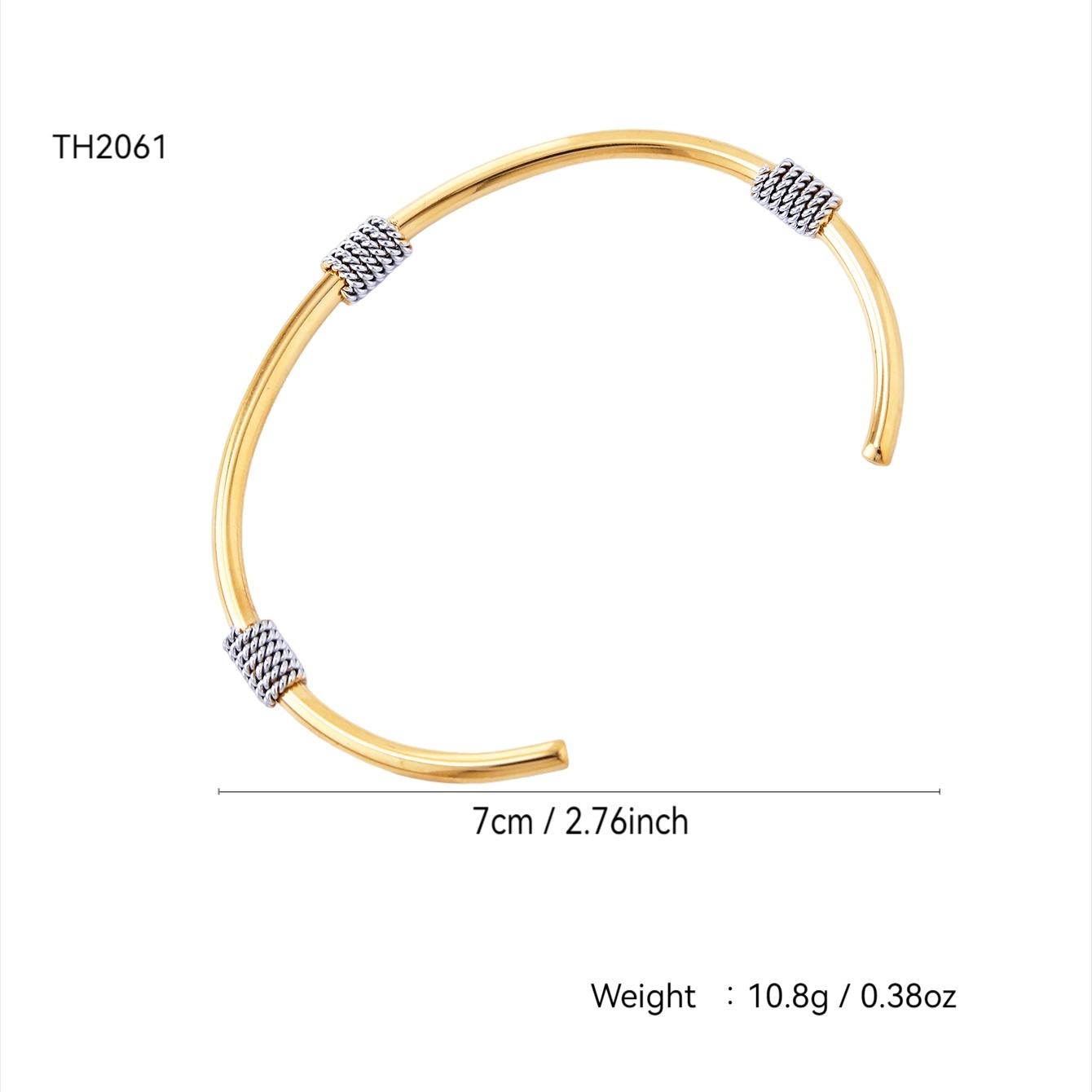 

Простой Модный Индивидуальный Ретро Высокий Уровень Чувства Нержавеющая Сталь 18K Позолоченный Геометрический C-образный Открытый Браслет Женский