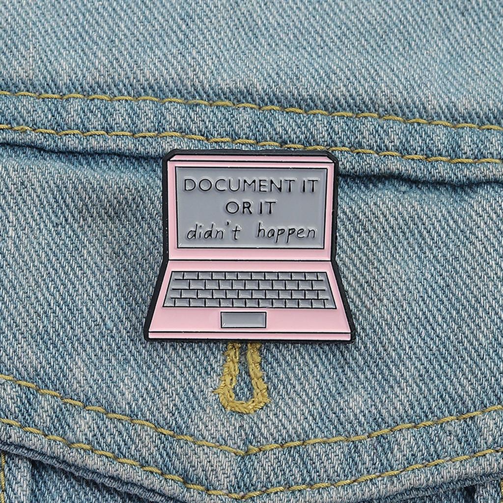Pink Laptop Shaped Brooch for Unique Style and Versatile Wear Document It or It Didn't Happen Badge Fashion Accessory