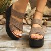 Comemore Wedge High Heel Sandals for Women Summer Cross Strap Platform Slipper Woman Casual Thick Bottom Beach Sandalias