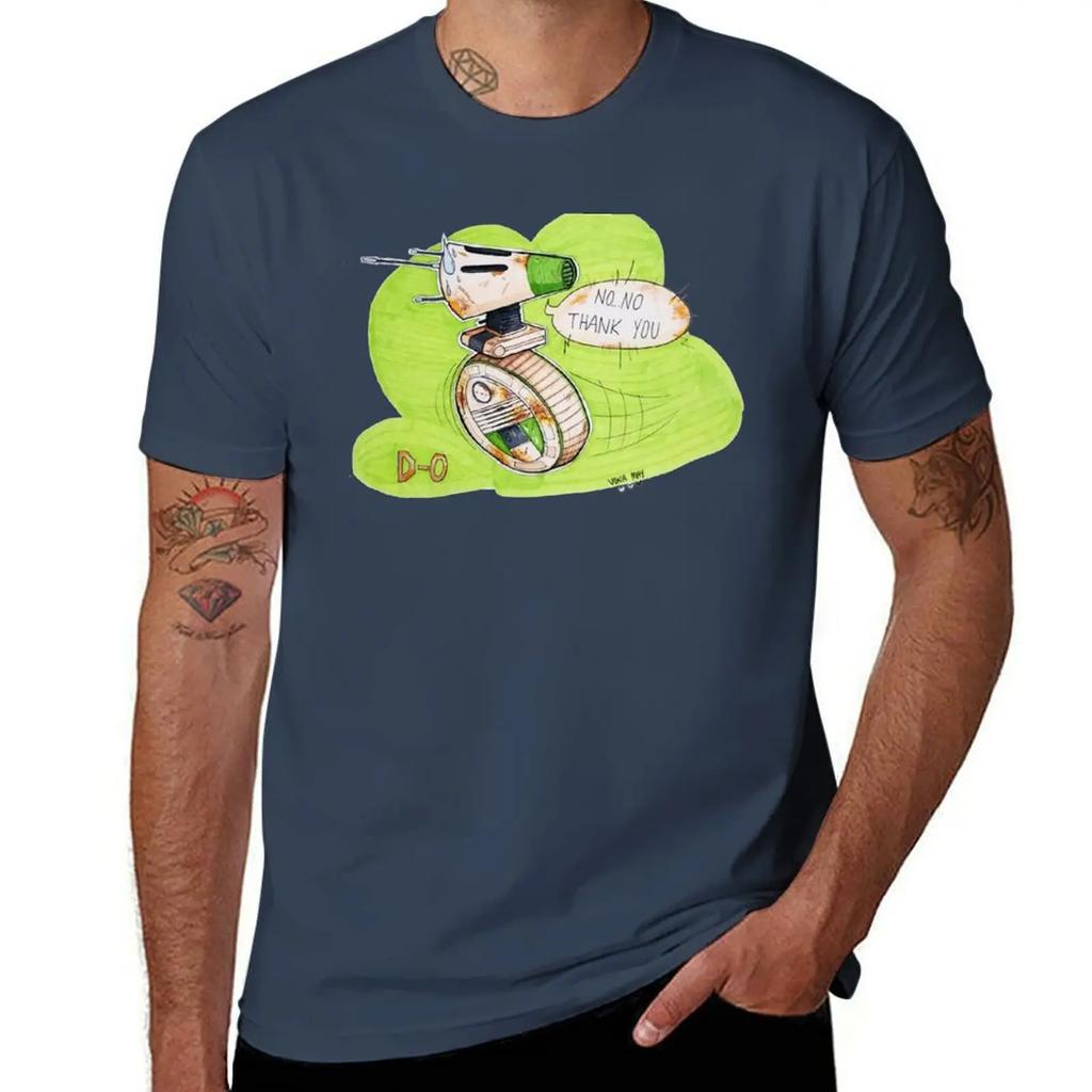 D-0 Droid No Thank You T-Shirt Aesthetic Clothing Oversizeds Graphic Tee Shirt Mens Workout Shirts