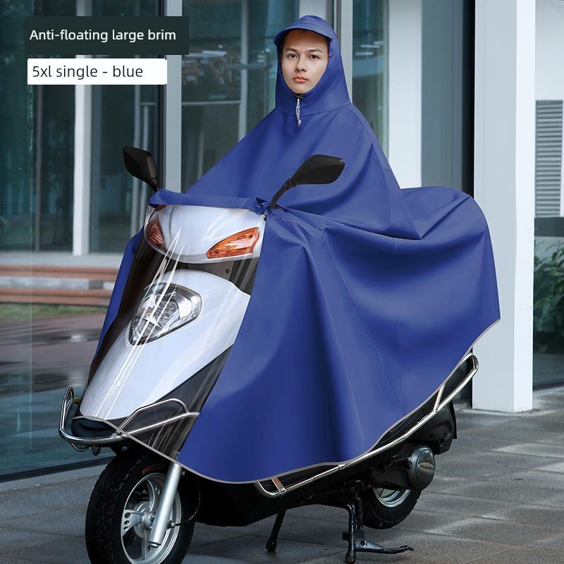 Raincoat for Electric Vehicles, Enlarged and Thickened, for Single or Double Riders, Unisex, Long Version, Full-Body Storm-Proof Poncho