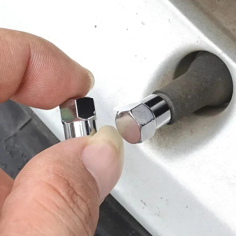 Car Flat Head Valve Cap Universal Hexagonal Chrome Plated Dust Wheel Nozzle Decor Tyre Valve Stem Caps Auto Accessories 20/10Pcs