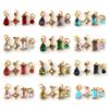 1 Set 304 Stainless Steel Cubic Zirconia Birthstone CharmsGold Plated Mini Pendants for DIY Necklace Jewelry 12x7mm - 9x3.5mm