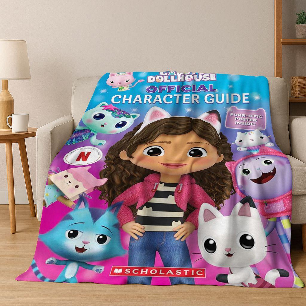 2026 New Cartoon Gabbys Dollhouse Girl Gift Flannel Blanket,Warm and Cozy Soft Throw Blanket for Home Bedroom Bed Sofa Cover Kid