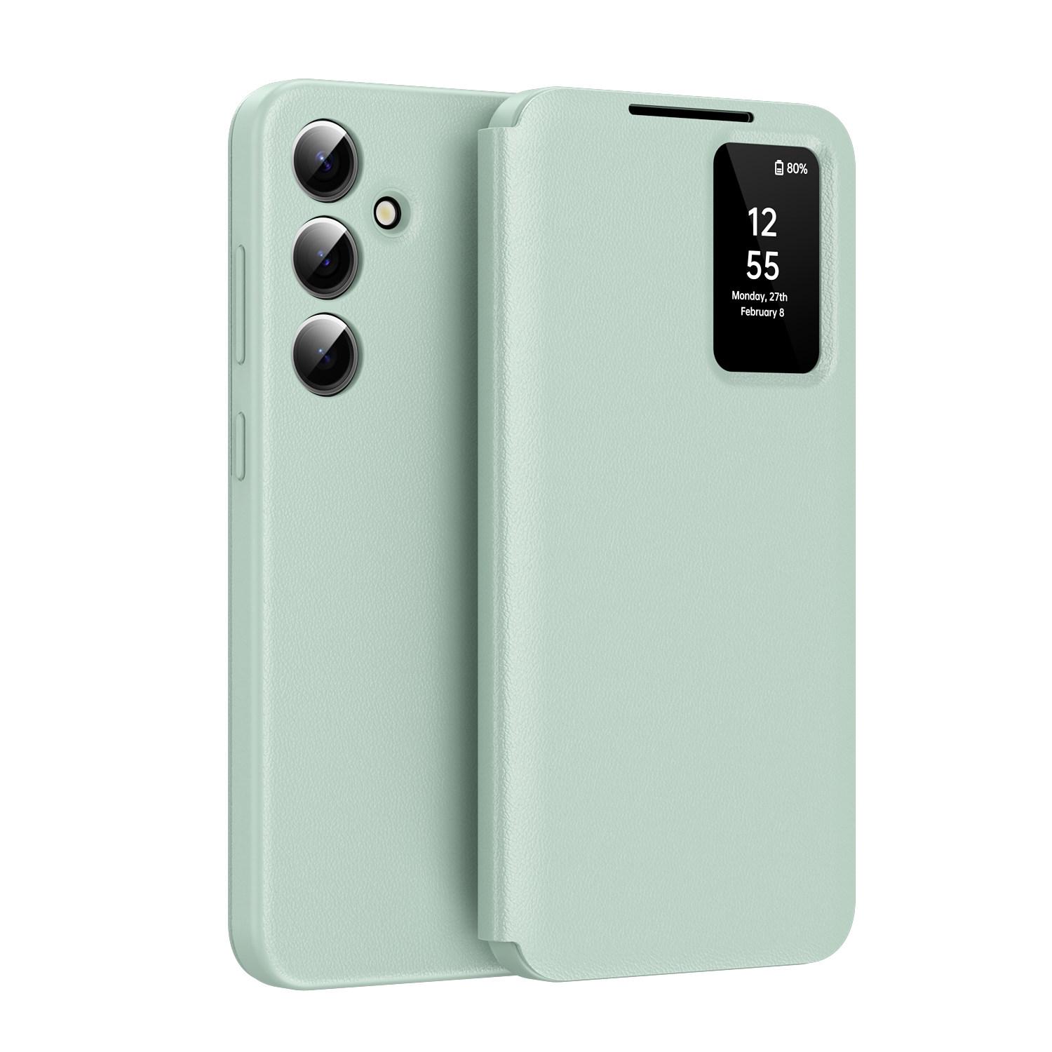 APP S-View Flip Smart Display Hoesje voor Nieuwe Samsung Galaxy S26 Ultra S25 FE S24 S23 S22 Luxe Leer Kaarthouder Portemonnee Beschermhoes Galaxy S24+