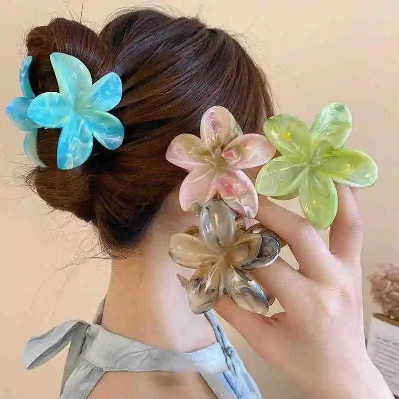 Flower Hair Claw Clip for Women Fashion Hair Clips Crab Clamp Barrettes Girls Hair Accessories Summer Shark Hairpin Headwear 1pc