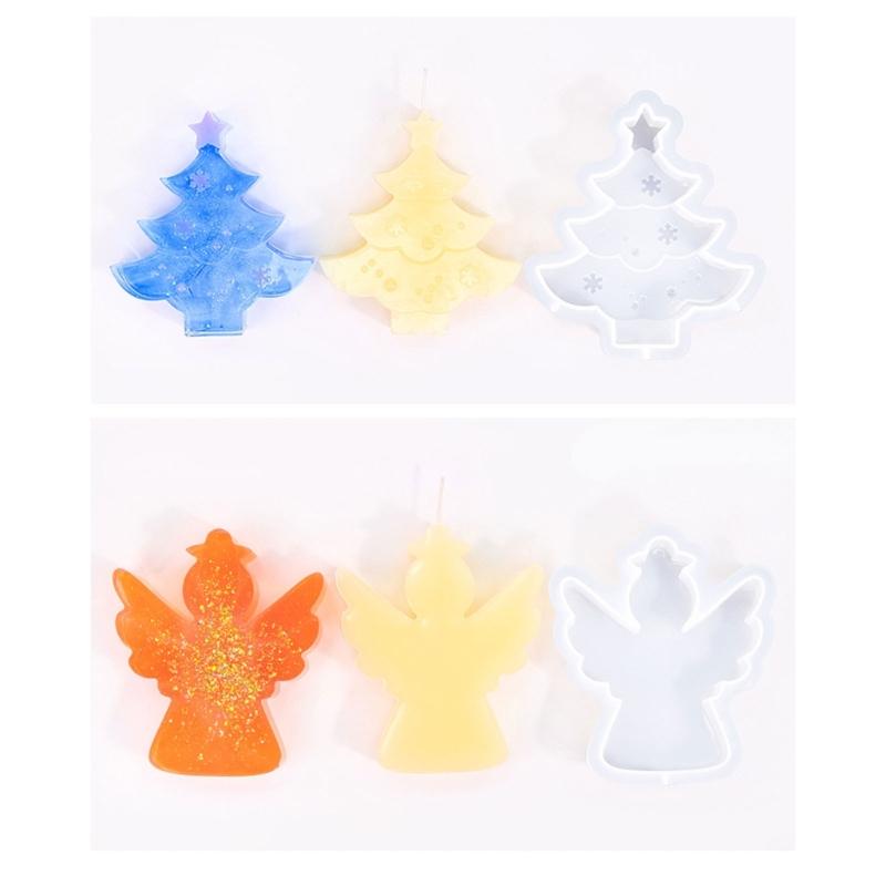 6/8Pcs Halloween Themed Silicone Candle Moulds for Epoxy Resin, Christmas Theme Silicone Candle Molds for Candle, Soap