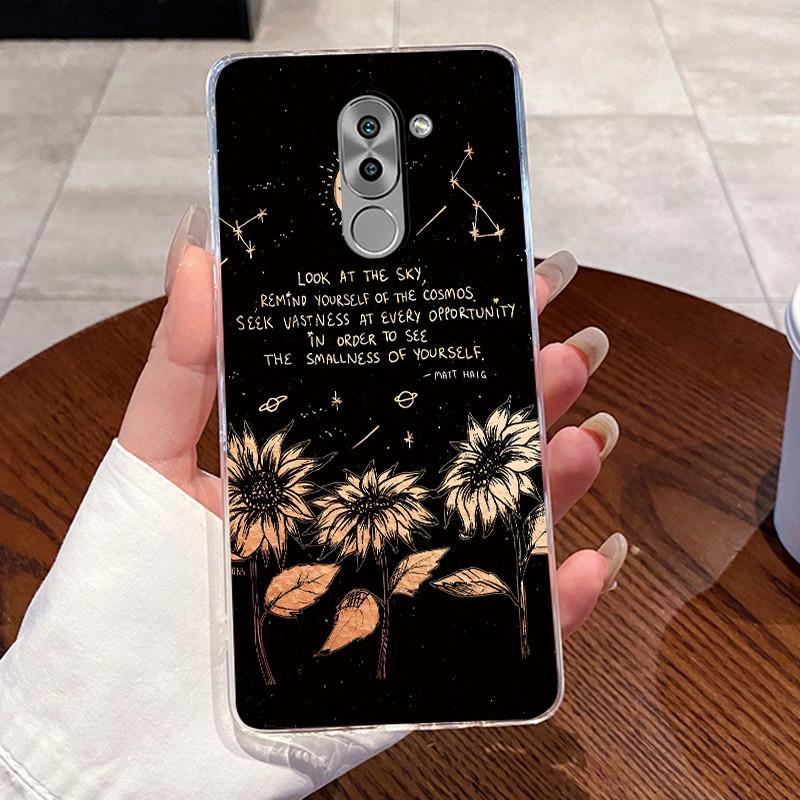 Casing For Huawei GR5 2017 / Mate 9 Lite / Honor 6X Case Aesthetic Cute Cat Cartoon Soft Silicone Transparent Back Cover Bumper