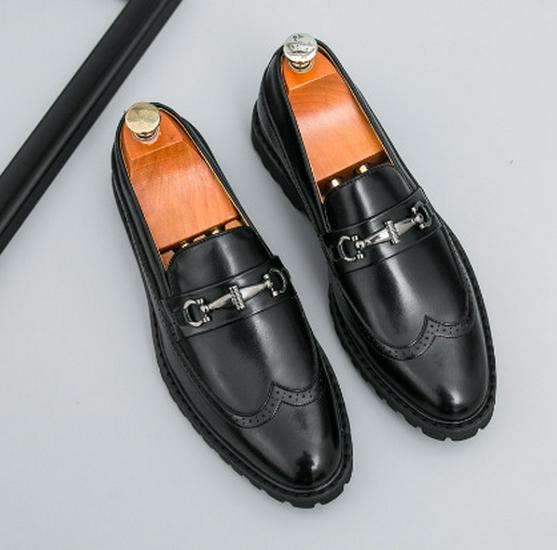 Men s Retro British Style Leather Loafers - Slip-on, Breathable, Casual, Large Size. 42