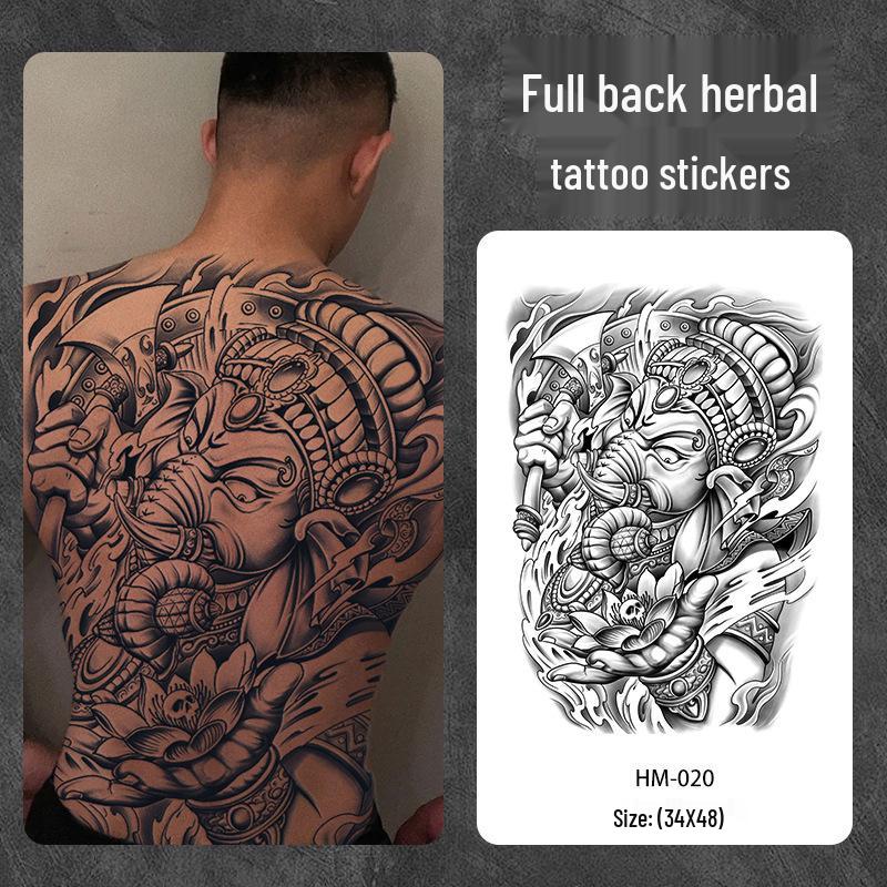 Wasserdichter semi-permanenter Vollrücken-Kräuter-Tattoo-Aufkleber - Langlebiges, realistisches Design für Männer und Frauen