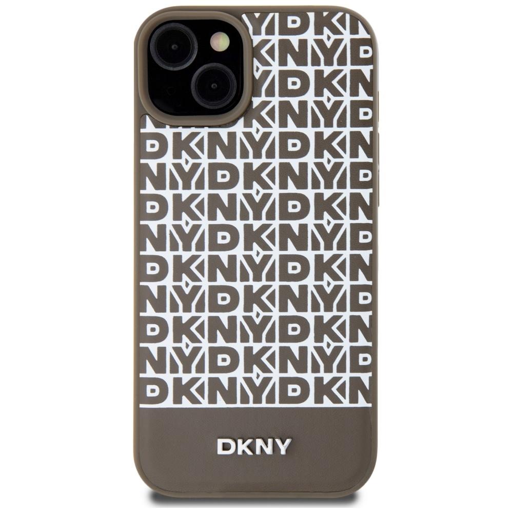 Dkny Dkhmp15Spsospw Iphone 15 / 14 / 136.1 Brązowy/Brown Hardcase Leather Printed Pattern Metal Logo Magsafe