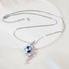[Richapex] Women's Necklace Pendant Crystal Hypoallergenic Women's Clavicle Chain Accessory Popular Fashion Jewelry Cute Gift Birthstone Pink