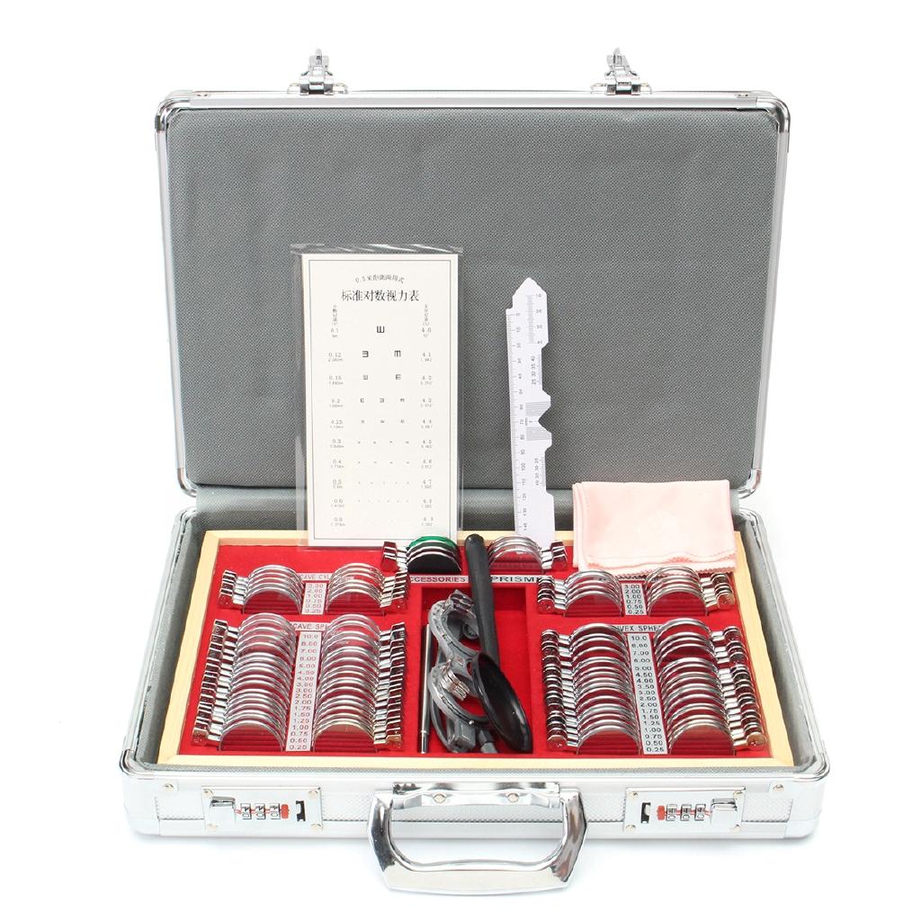 104Pcs Optical Lens Trial lens set Eye Test Optometry trial lens case Metal Trim Evidence Box