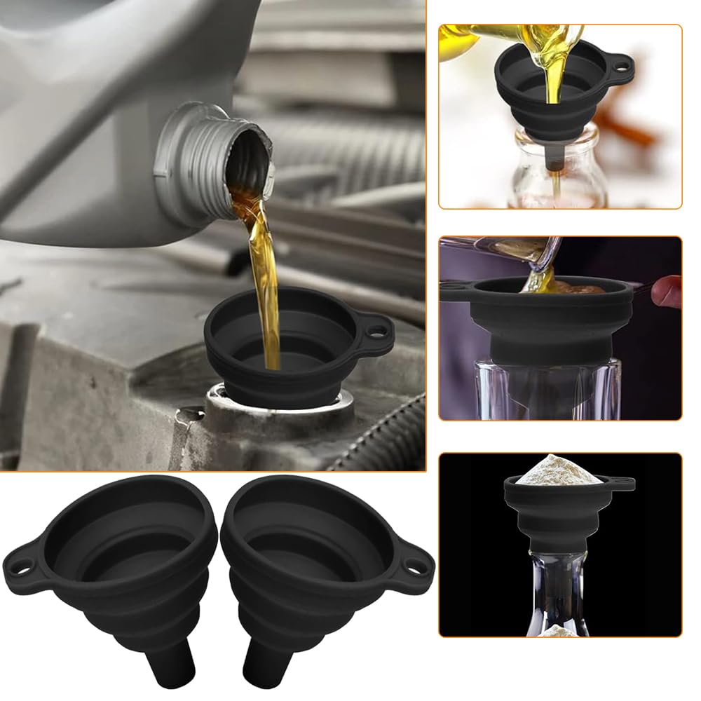 Samkos Mini Folding Funnel Set Black Silica Gel Funnel Water