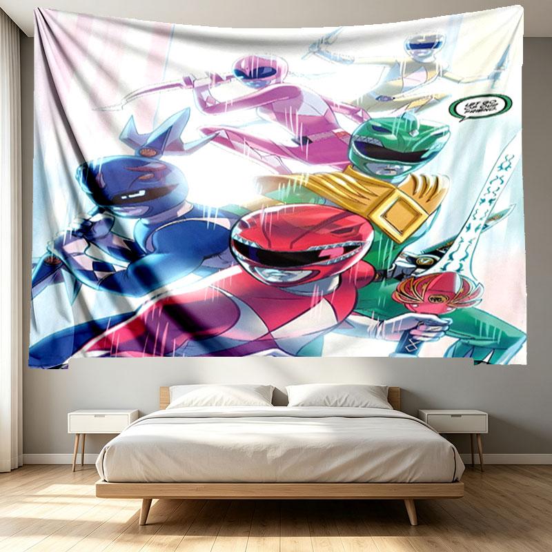 Mighty Morphin Power Rangers Print Tapestry - Portable Wall Decor Cloth, for Home, Dorm, Travel, Bedroom, Living Room - Ideal Birthday Housewarming Gi