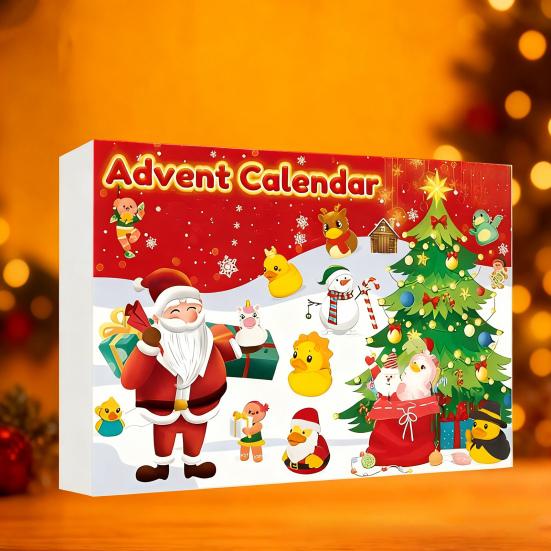 Yousheng 2025 Enten-Adventskalender 24 Tage Acryl-Ornamente Weihnachts-Countdown-Box für Baumschmuck Weihnachtsgeschenk für Familie Freunde